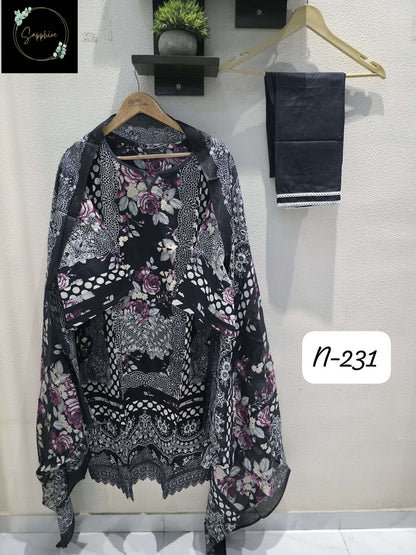 Agha Noorain N 231 Sapphire Pure Lawn Karachi Readymade Suits Supplier