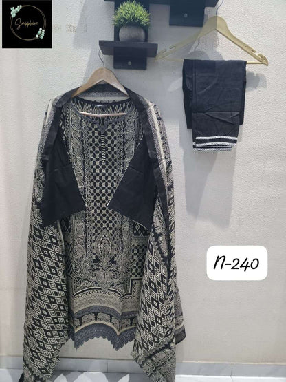 Agha Noorain N 240 Sapphire Lawn Karachi Readymade Suits Manufacturer Ahmedabad