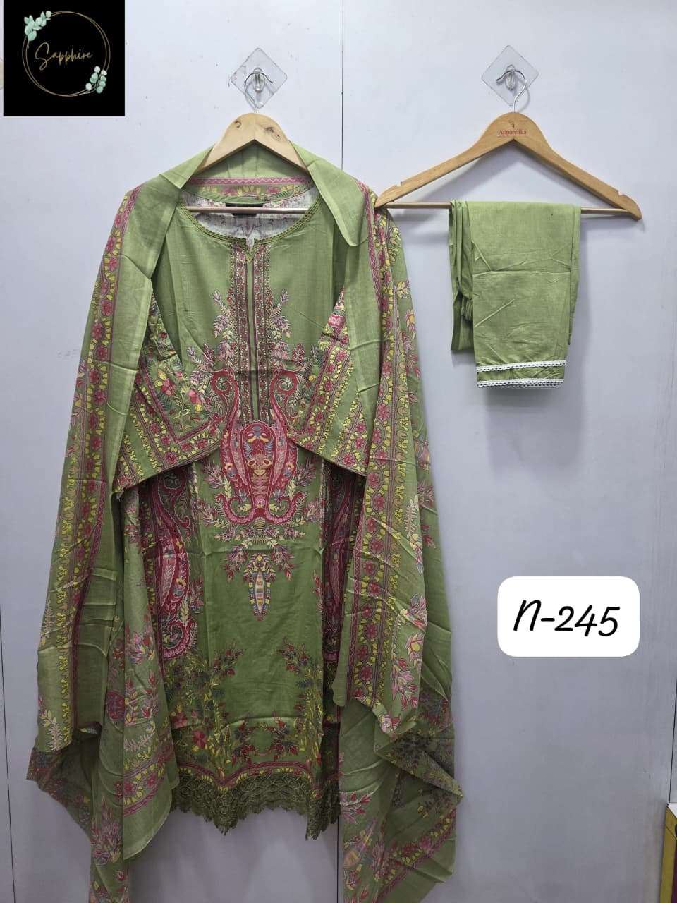 Agha Noorain N 245 Sapphire Pure Lawn Karachi Readymade Suits Manufacturer Ahmedabad