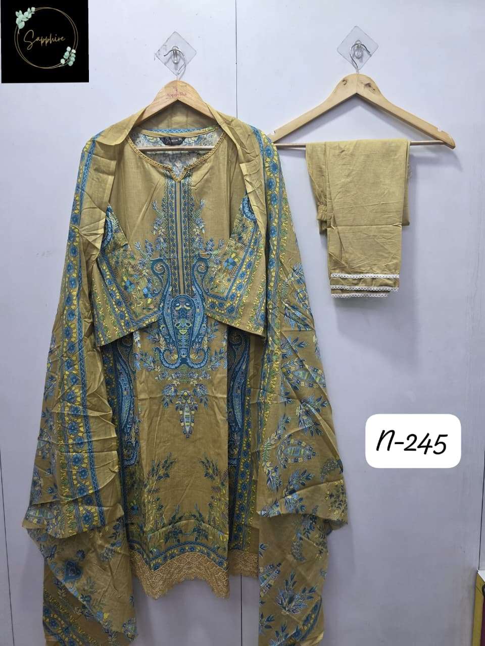 Agha Noorain N 245 Sapphire Pure Lawn Karachi Readymade Suits Manufacturer Ahmedabad