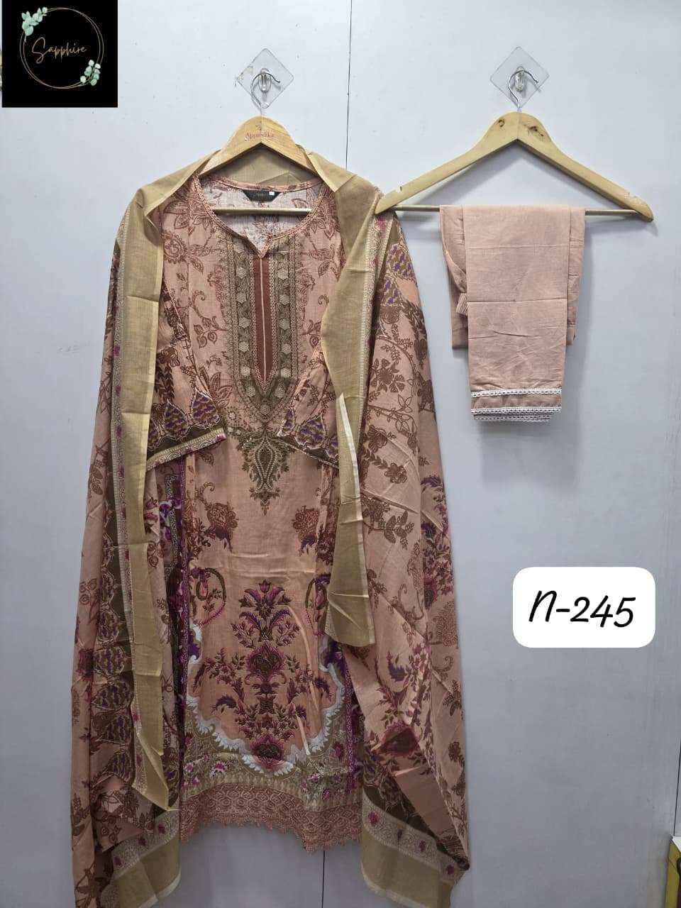 Agha Noorain N 245 Sapphire Pure Lawn Karachi Readymade Suits Manufacturer Ahmedabad