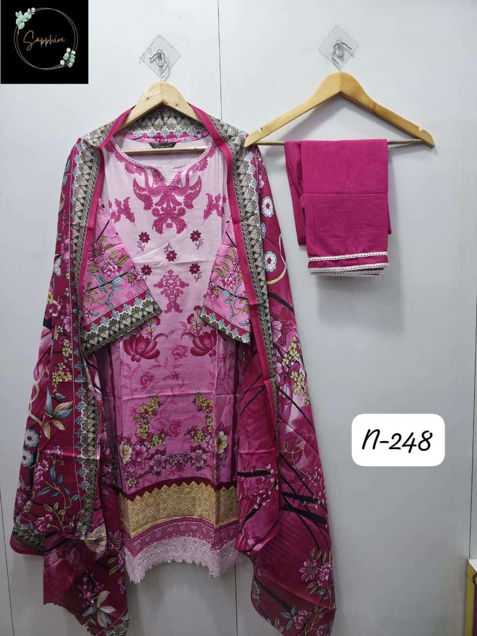 Agha Noorain N 248 Sapphire Pure Lawn Karachi Readymade Suits Supplier