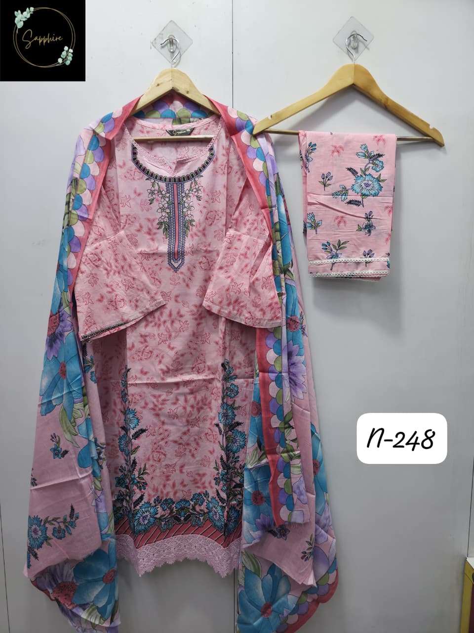 Agha Noorain N 248 Sapphire Pure Lawn Karachi Readymade Suits Supplier