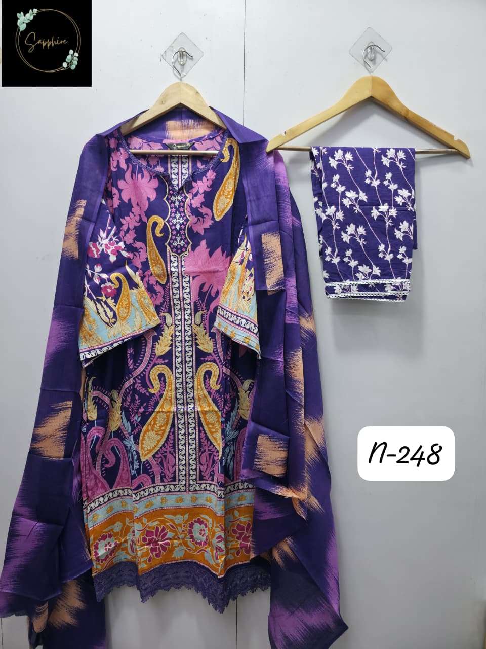 Agha Noorain N 248 Sapphire Pure Lawn Karachi Readymade Suits Supplier