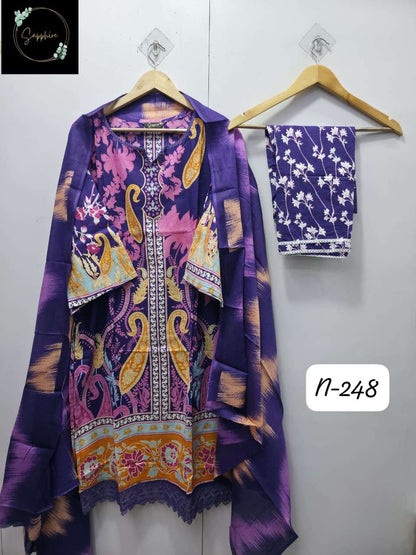 Agha Noorain N 248 Sapphire Pure Lawn Karachi Readymade Suits Supplier