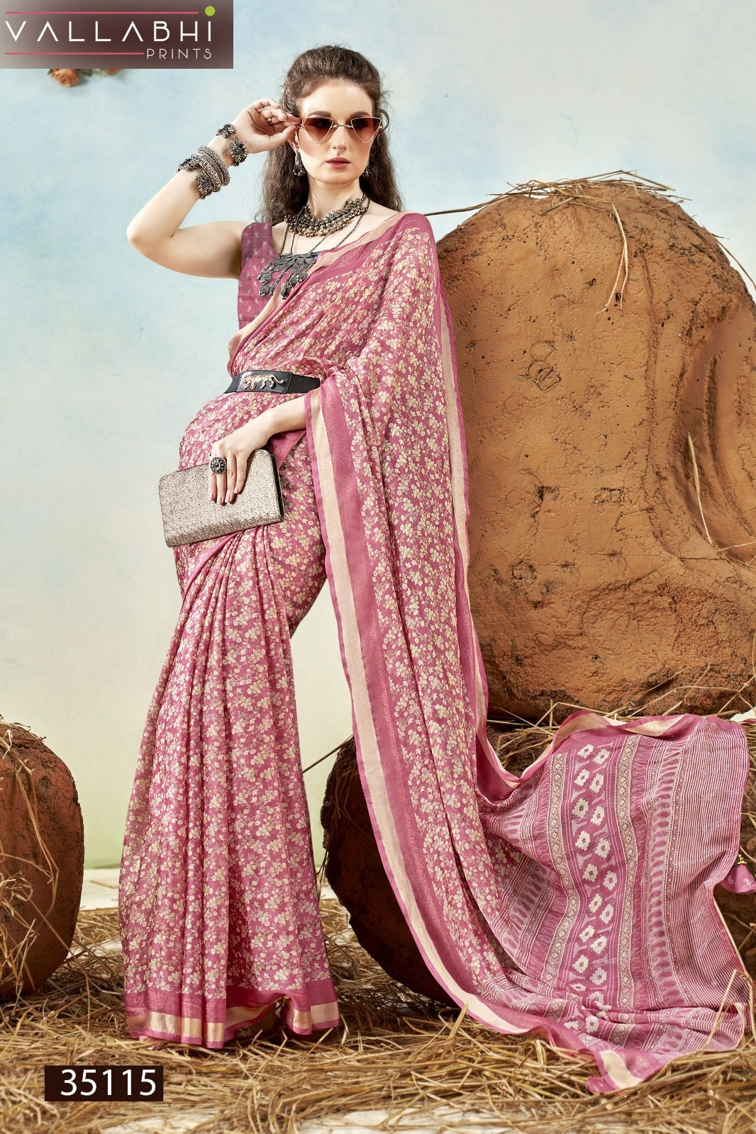 Agnija Vallabhi Prints Moss Sarees Wholesale Price