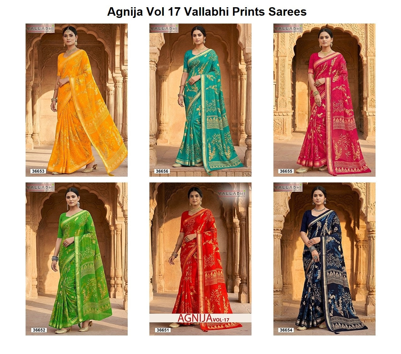 Agnija Vol 17 Vallabhi Prints Georgette Sarees Wholesaler Gujarat