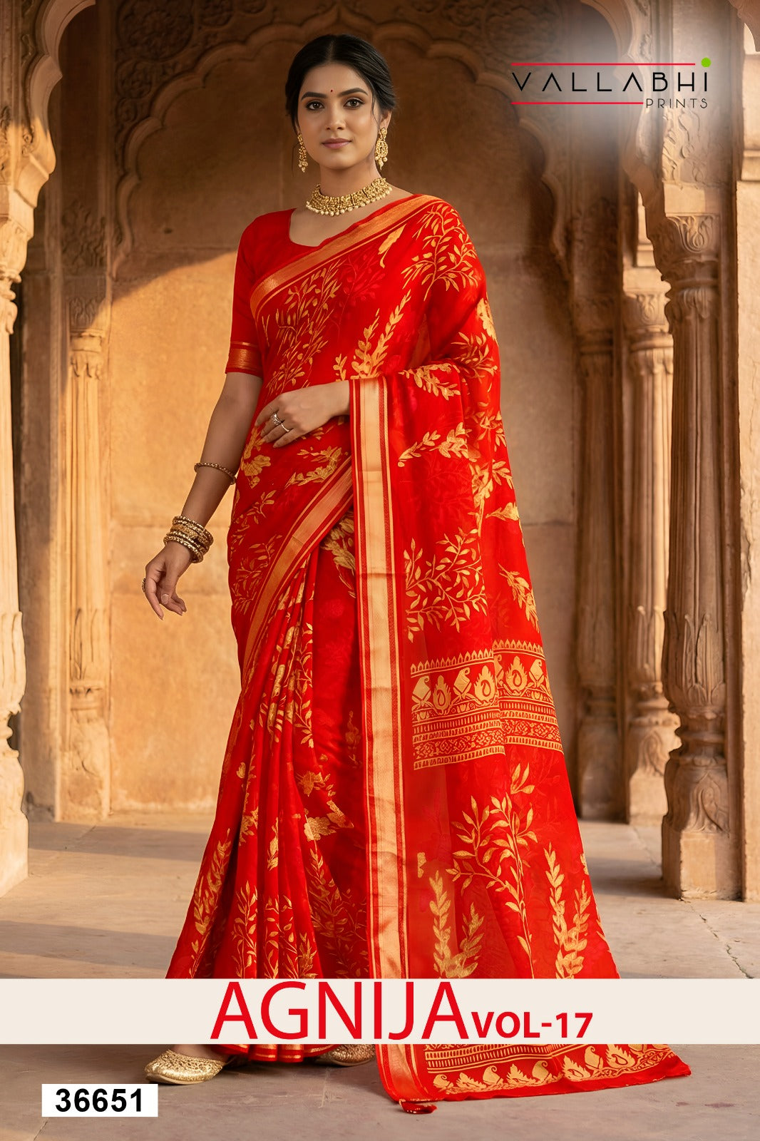 Agnija Vol 17 Vallabhi Prints Georgette Sarees Wholesaler Gujarat