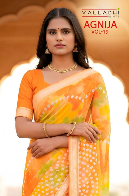 Agnija Vol 19 Vallabhi Prints Georgette Sarees Manufacturer