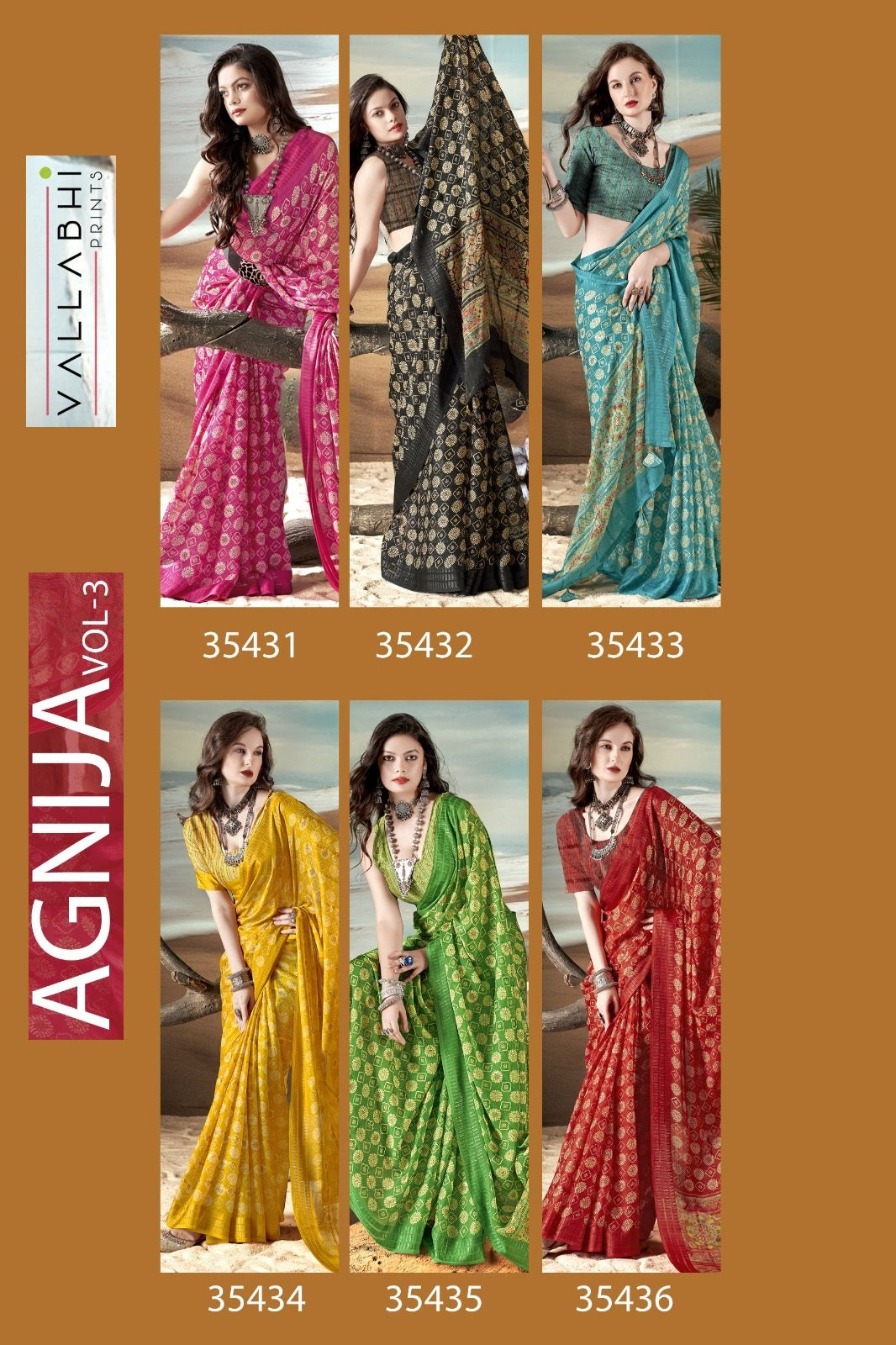 Agnija Vol 3 Vallabhi Prints Georgette Sarees Exporter India