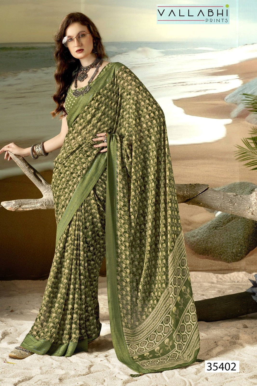 Agnija Vol 4 Vallabhi Prints Moss Sarees Wholesale Rate