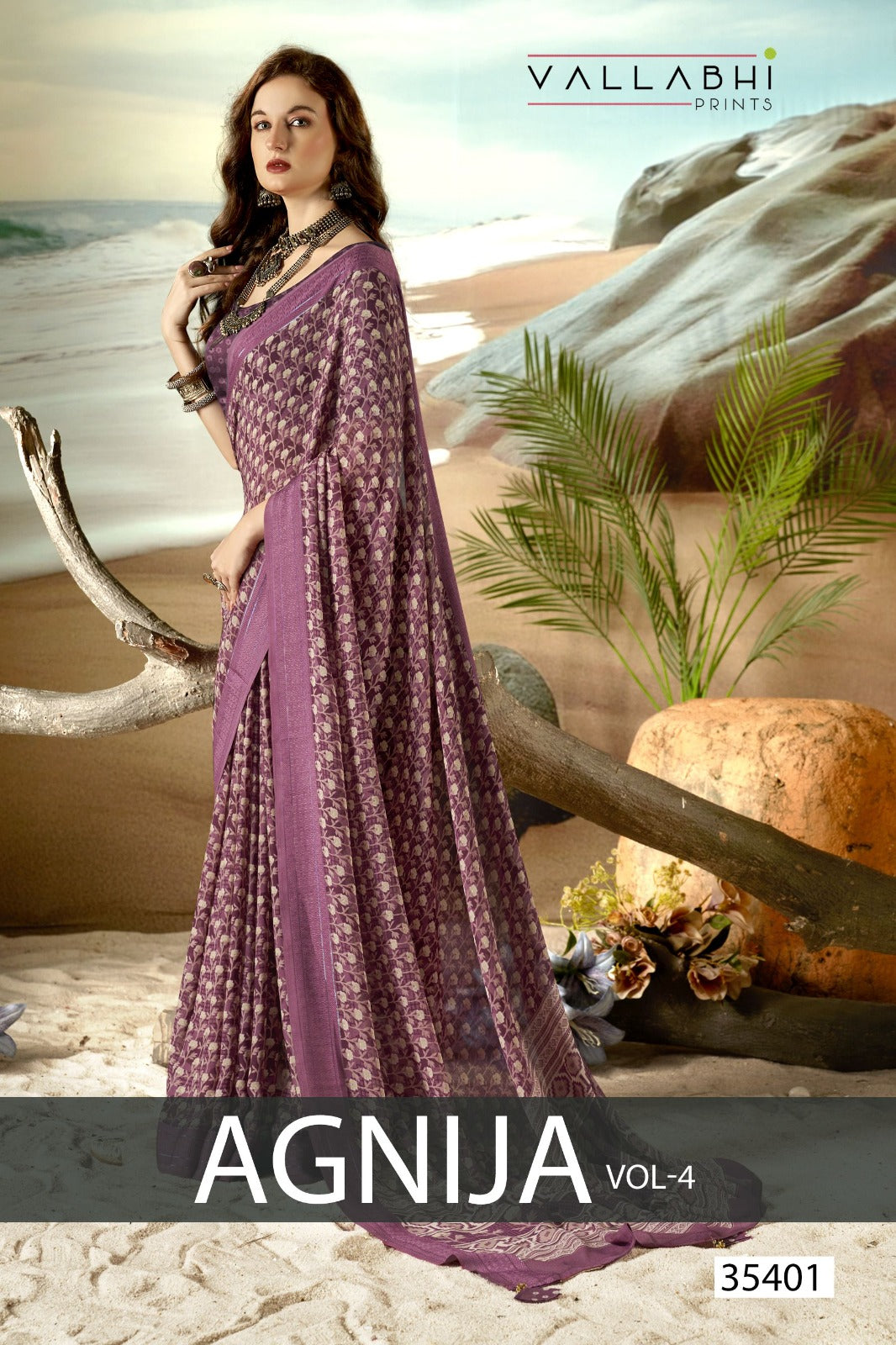 Agnija Vol 4 Vallabhi Prints Moss Sarees Wholesale Rate