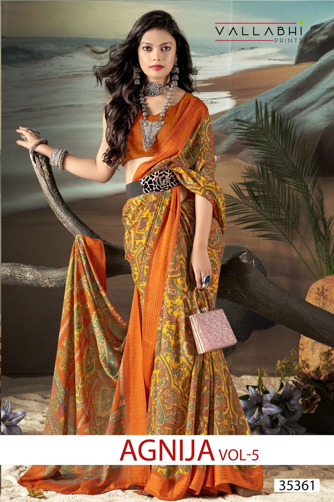 Agnija Vol 5 Vallabhi Prints Moss Sarees Wholesaler
