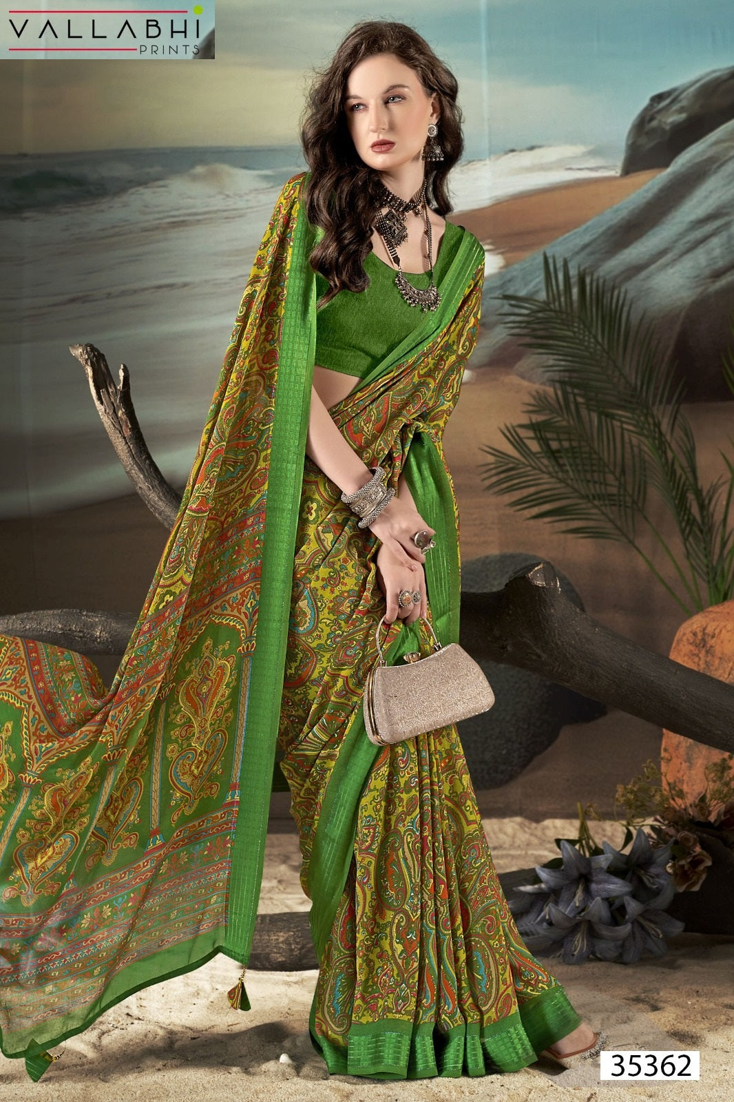 Agnija Vol 5 Vallabhi Prints Moss Sarees Wholesaler