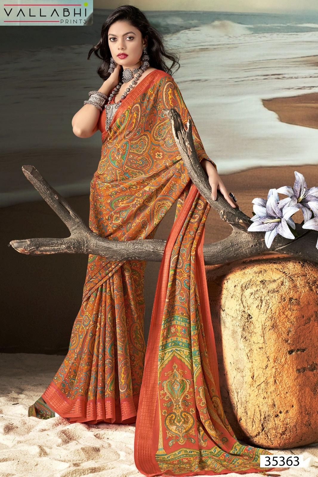 Agnija Vol 5 Vallabhi Prints Moss Sarees Wholesaler