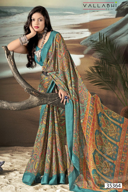 Agnija Vol 5 Vallabhi Prints Moss Sarees Wholesaler