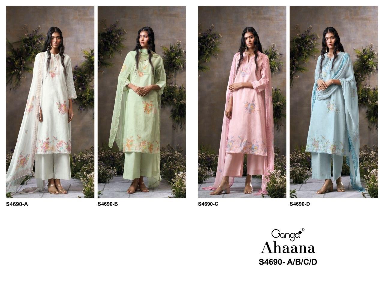 Ahaana 4690 Ganga Organdy Plazzo Style Suits Manufacturer India