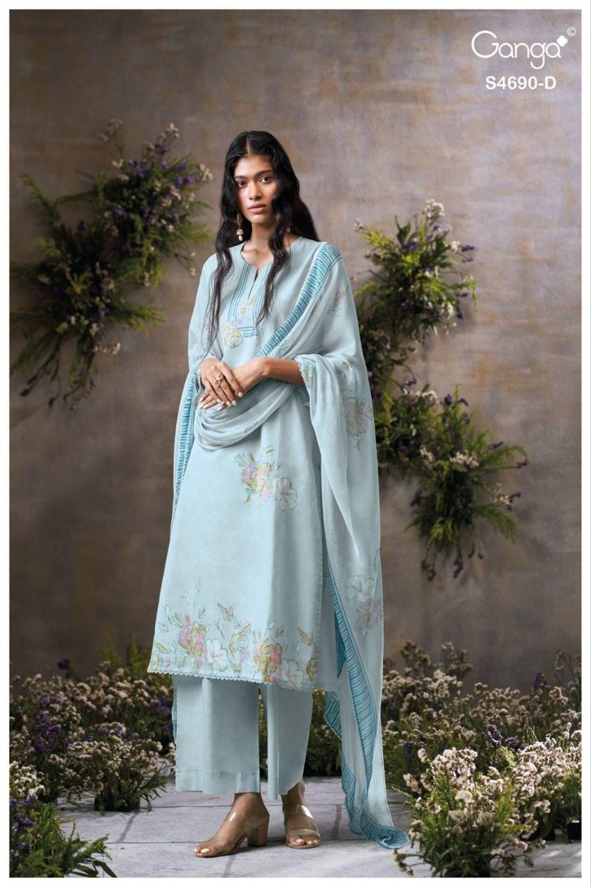 Ahaana 4690 Ganga Organdy Plazzo Style Suits Manufacturer India