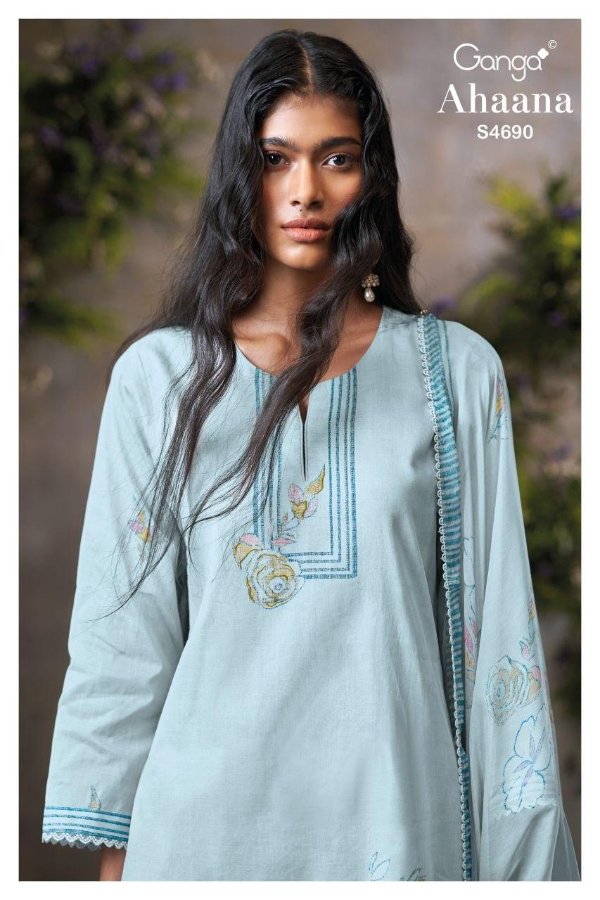 Ahaana 4690 Ganga Organdy Plazzo Style Suits Manufacturer India