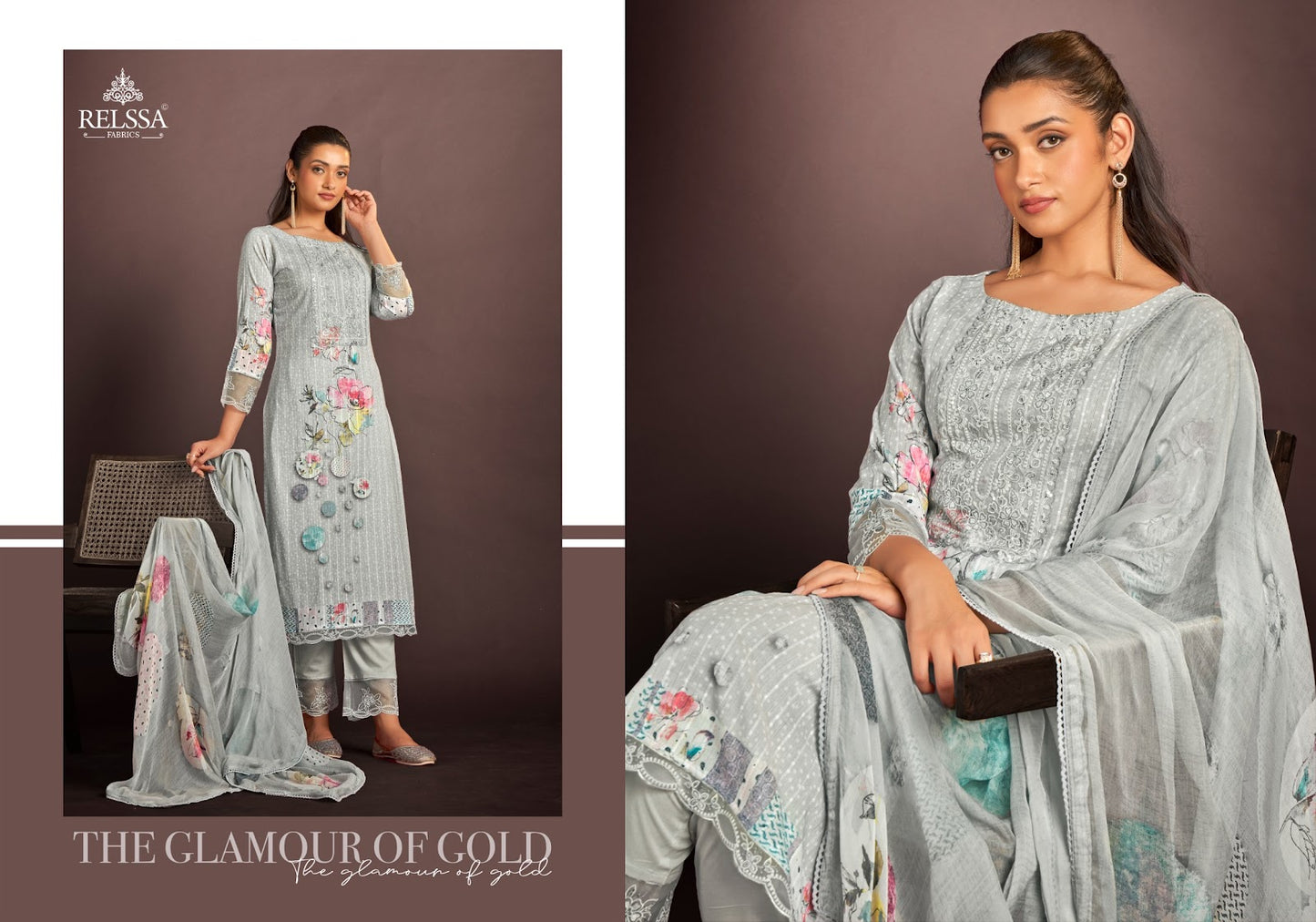 Ahana 1 Relssa Fabrics Cotton Lawn Pant Style Suits Exporter