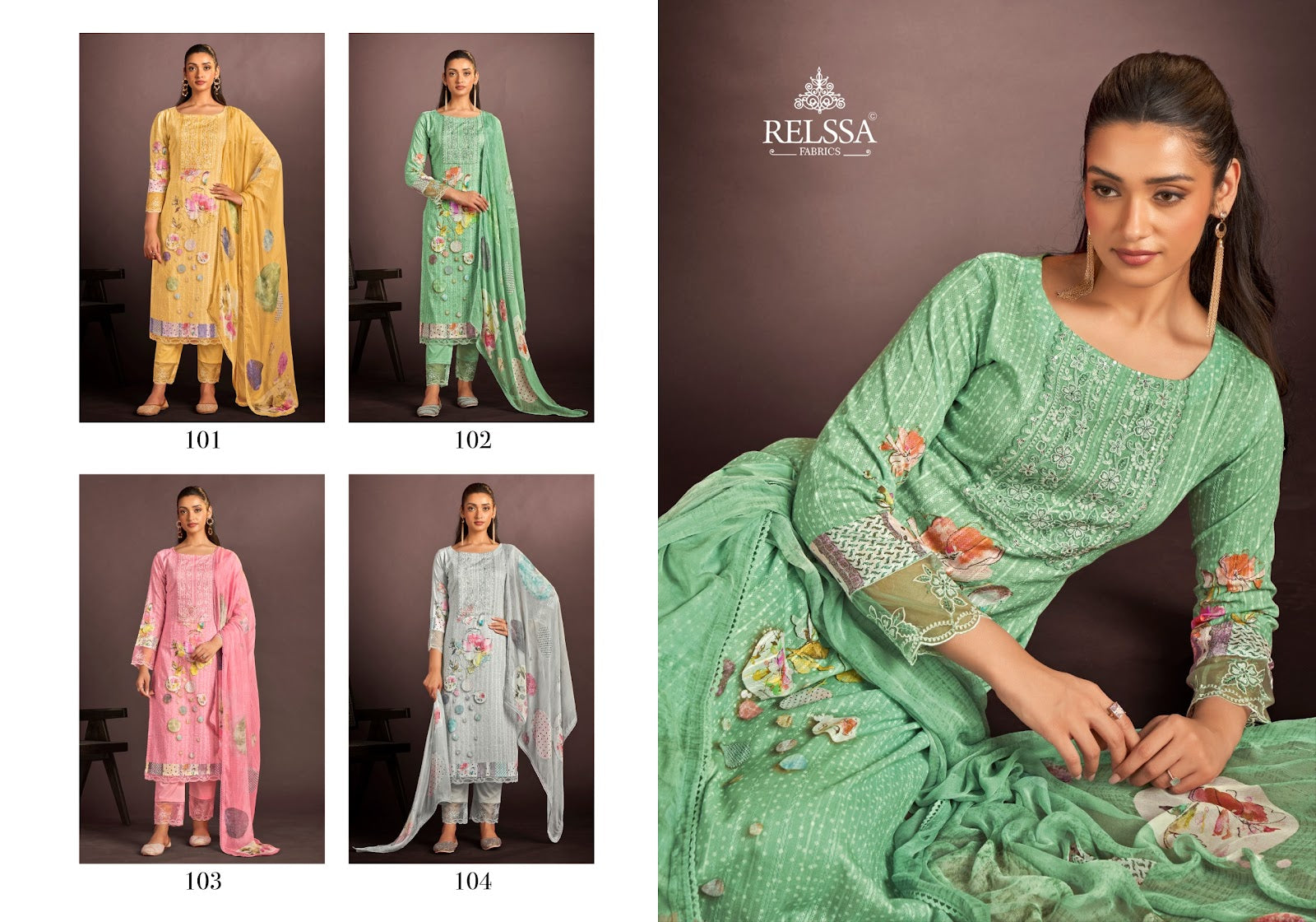 Ahana 1 Relssa Fabrics Cotton Lawn Pant Style Suits Exporter