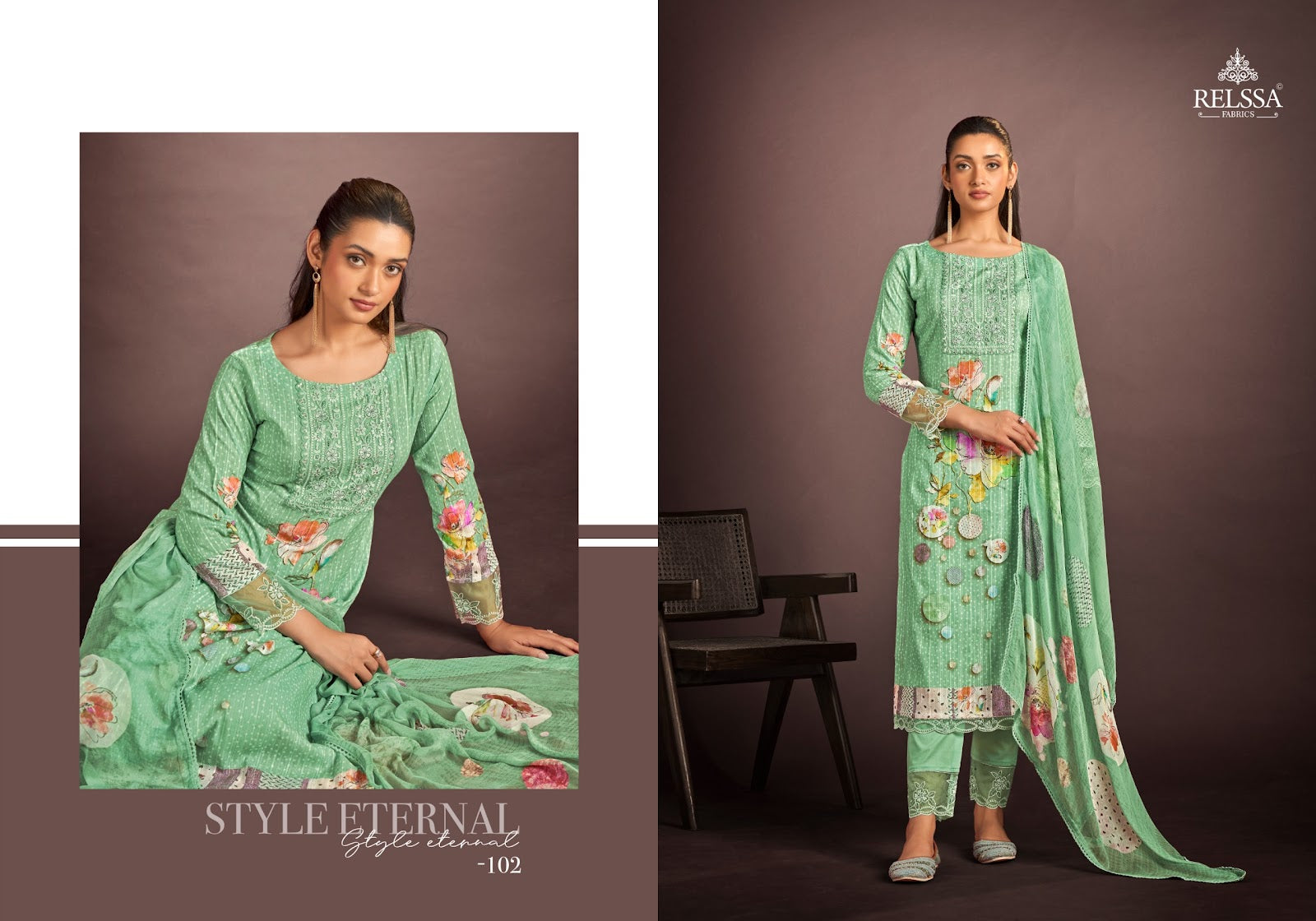 Ahana 1 Relssa Fabrics Cotton Lawn Pant Style Suits Exporter
