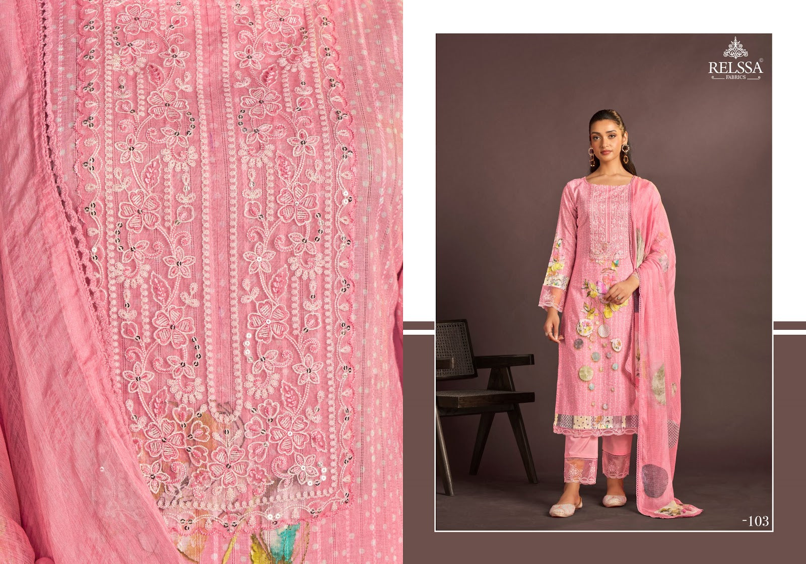 Ahana 1 Relssa Fabrics Cotton Lawn Pant Style Suits Exporter