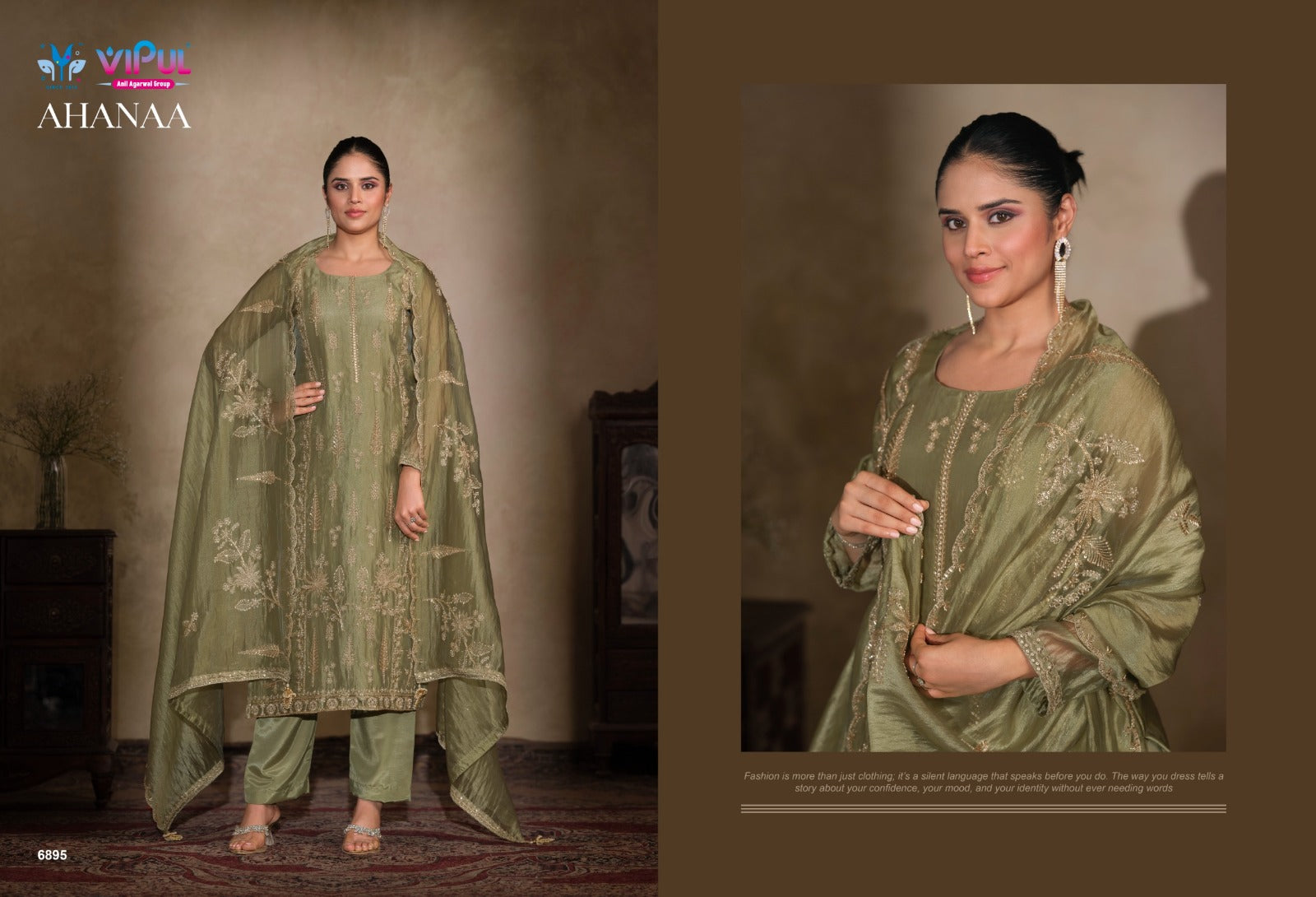 Ahanaa Vipul Catonic Silk Pant Style Suits Wholesaler