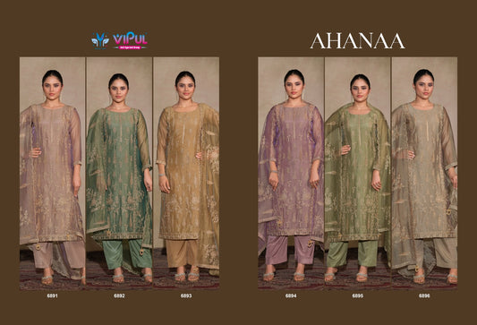 Ahanaa Vipul Catonic Silk Pant Style Suits Wholesaler