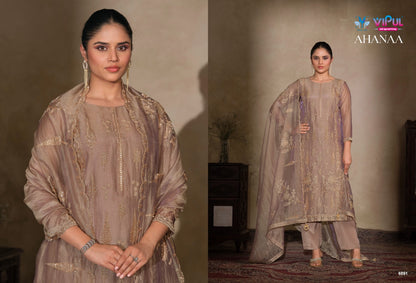 Ahanaa Vipul Catonic Silk Pant Style Suits Wholesaler