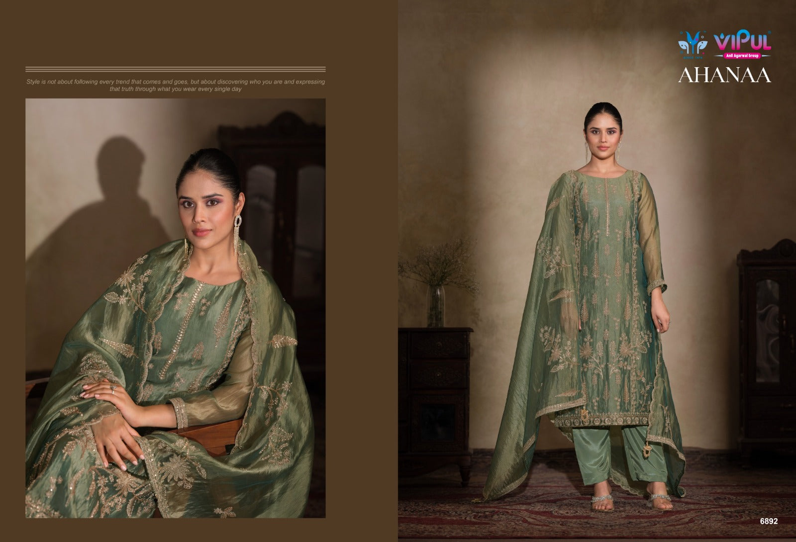 Ahanaa Vipul Catonic Silk Pant Style Suits Wholesaler