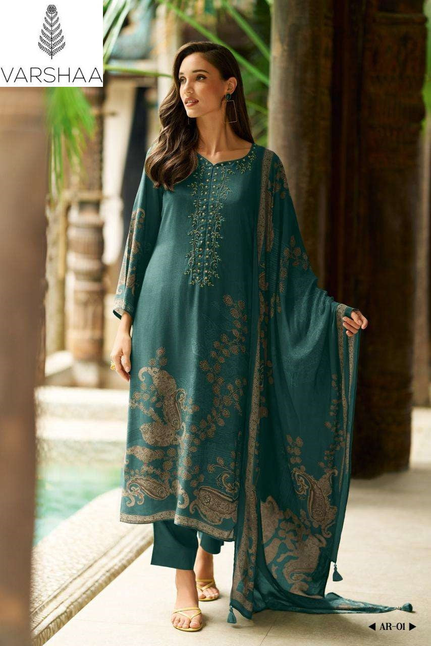 Ahir Varshaa Viscose Muslin Pant Style Suits Manufacturer Ahmedabad