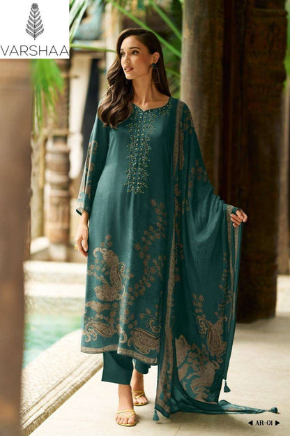 Ahir Varshaa Viscose Muslin Pant Style Suits Manufacturer Ahmedabad