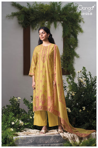 Ahsaas S5123 Ganga Bemberg Silk Plazzo Style Suits Supplier