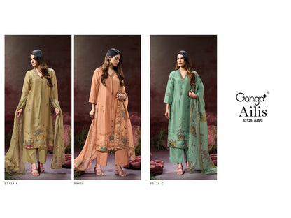 Ailis 3128 Ganga Silk Satin Plazzo Style Suits Manufacturer India