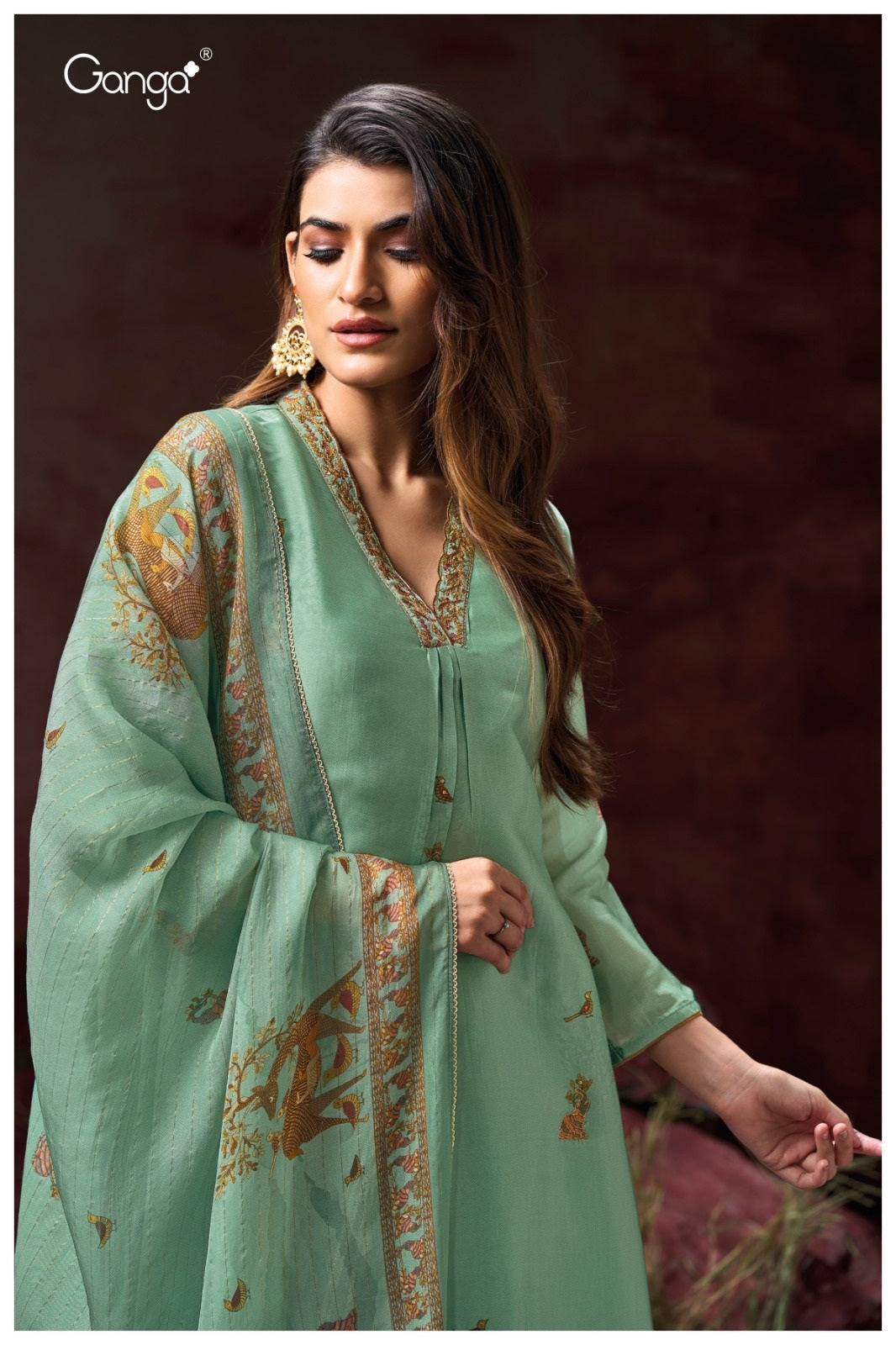 Ailis 3128 Ganga Silk Satin Plazzo Style Suits Manufacturer India