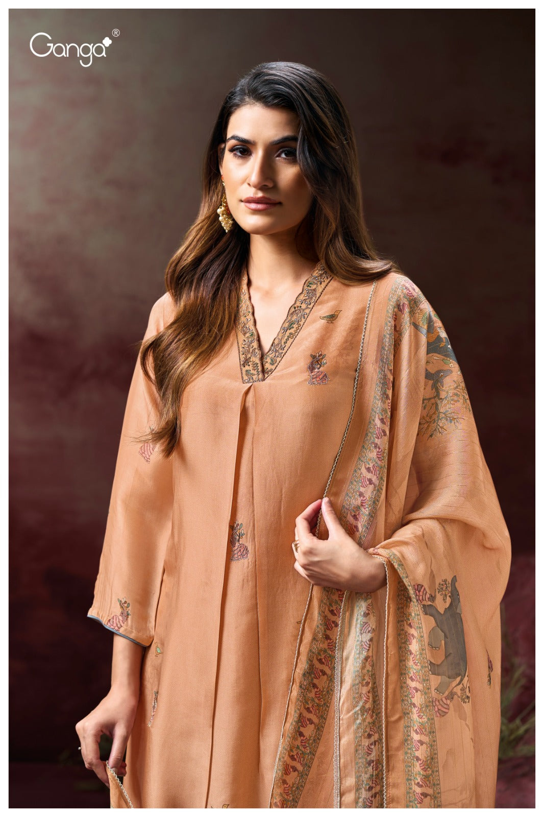 Ailis 3128 Ganga Silk Satin Plazzo Style Suits Manufacturer India