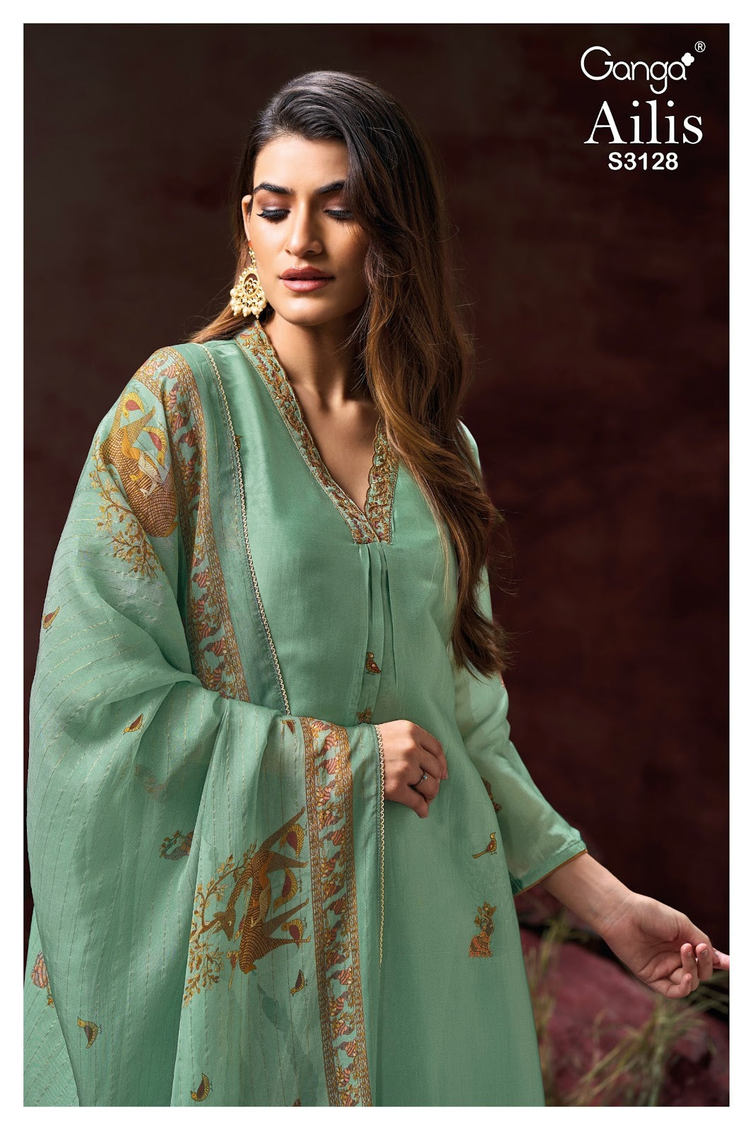 Ailis 3128 Ganga Silk Satin Plazzo Style Suits Manufacturer India