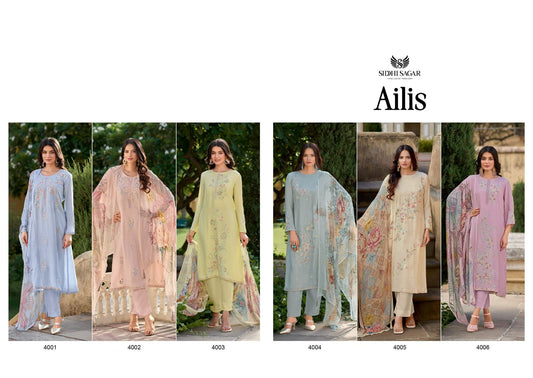 Ailis Siddhi Sagar Muslin Silk Pant Style Suits Manufacturer India