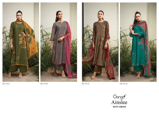 Ainslee 2173 Ganga Bembarg Silk Plazzo Style Suits Wholesaler