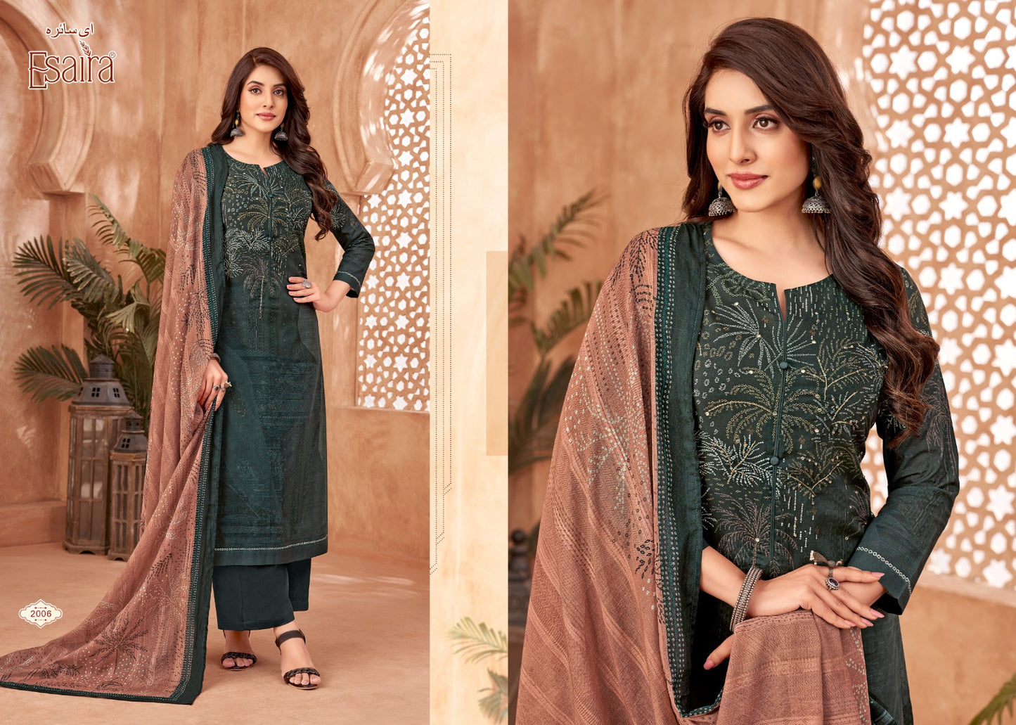 Airen Esaira Cotton Cambric Pant Style Suits Wholesaler Gujarat