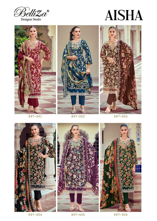 Aisha Belliza Designer Studio Cotton Karachi Salwar Suits Wholesale Price