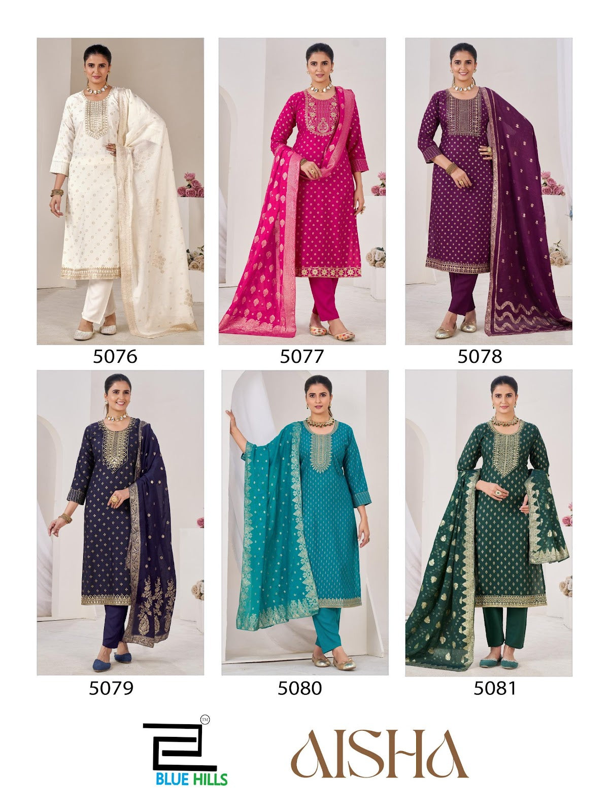 Aisha Blue Hills Rayon 14Kg Readymade Pant Style Suits Manufacturer Ahmedabad