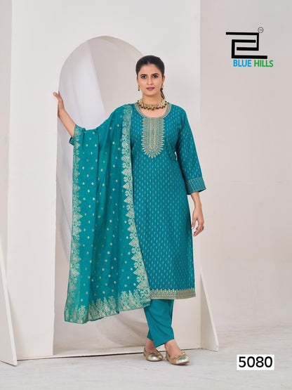 Aisha Blue Hills Rayon 14Kg Readymade Pant Style Suits Manufacturer Ahmedabad