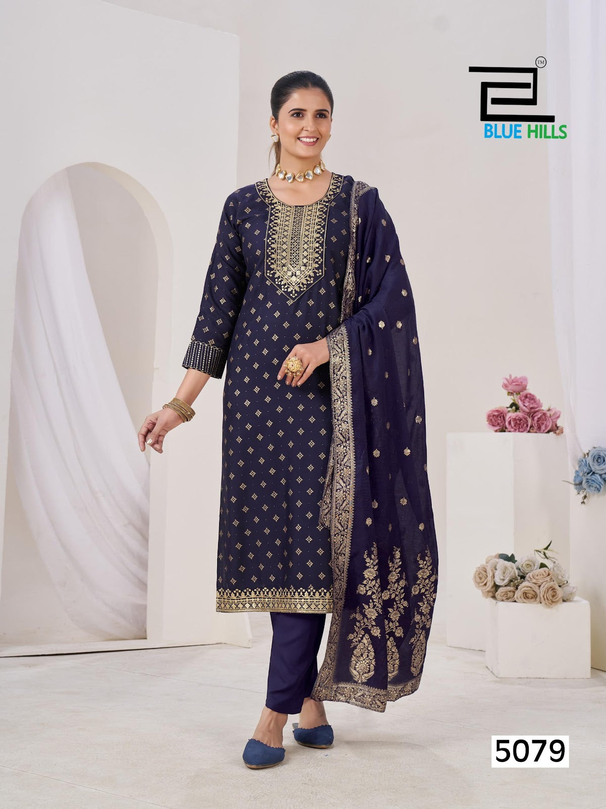 Aisha Blue Hills Rayon 14Kg Readymade Pant Style Suits Manufacturer Ahmedabad