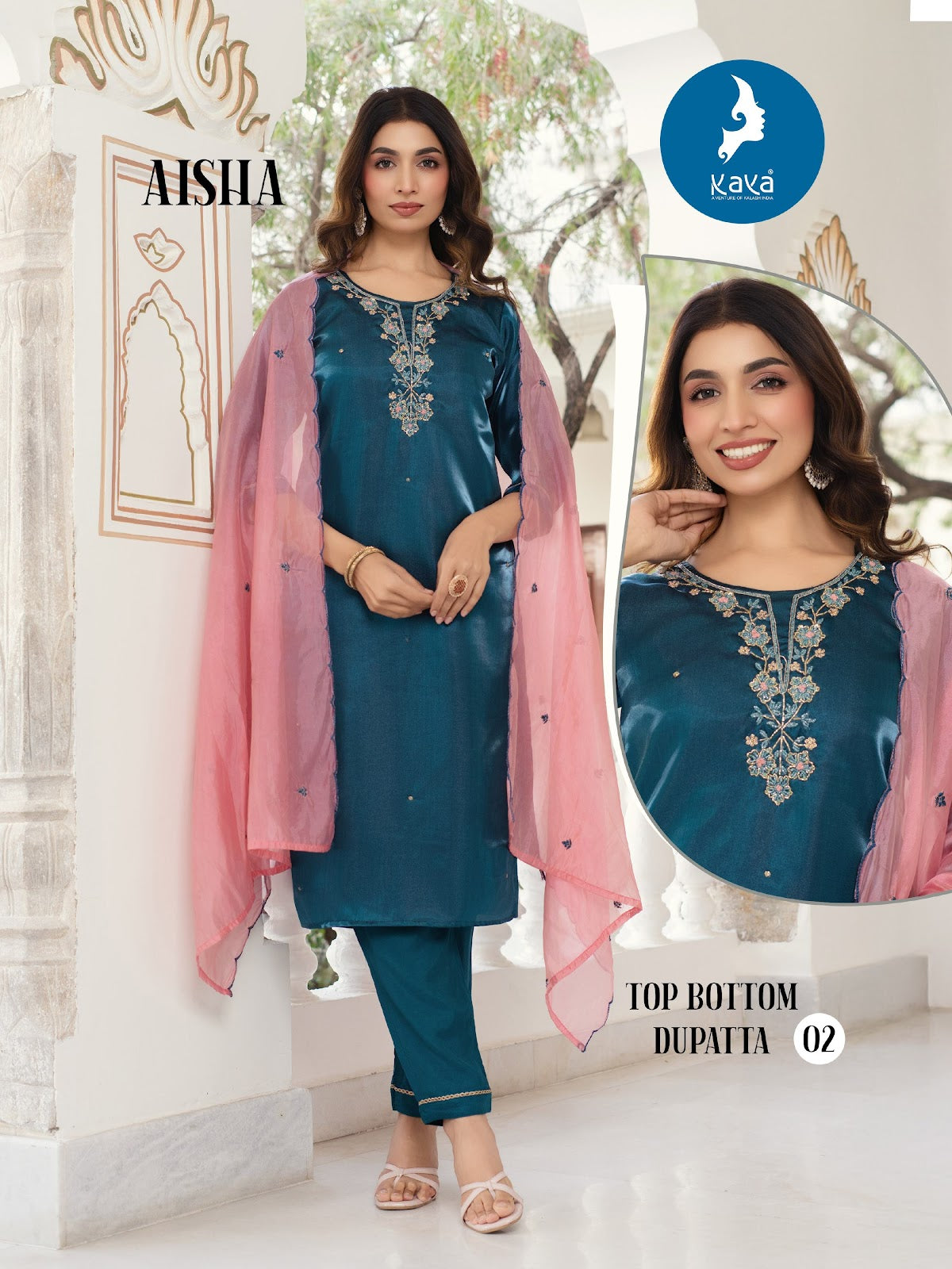 Aisha Kaya Satin Silk Readymade Pant Style Suits Supplier Gujarat