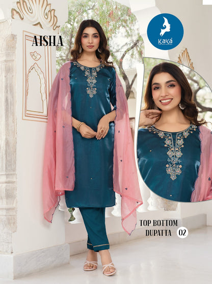 Aisha Kaya Satin Silk Readymade Pant Style Suits Supplier Gujarat
