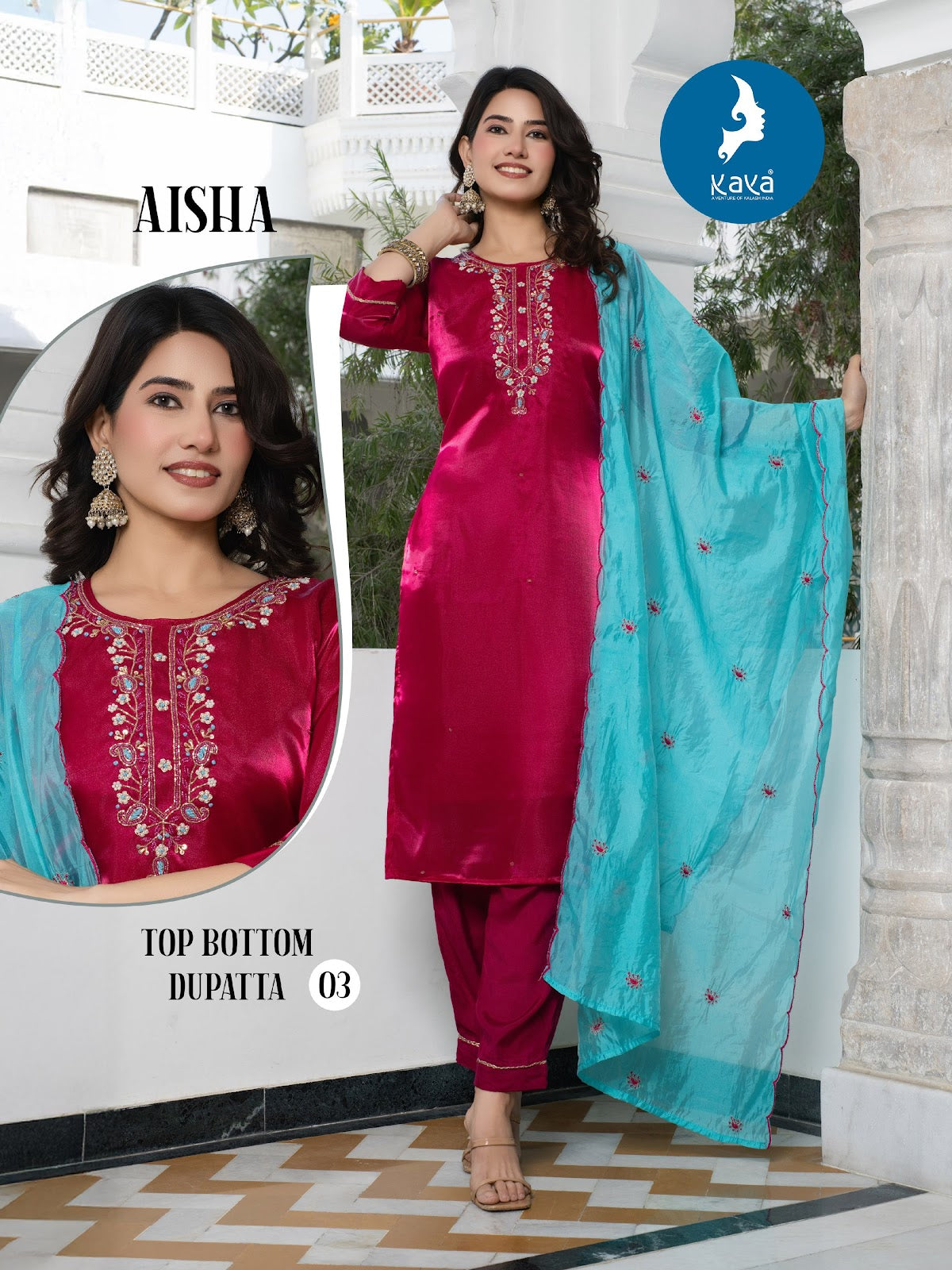 Aisha Kaya Satin Silk Readymade Pant Style Suits Supplier Gujarat