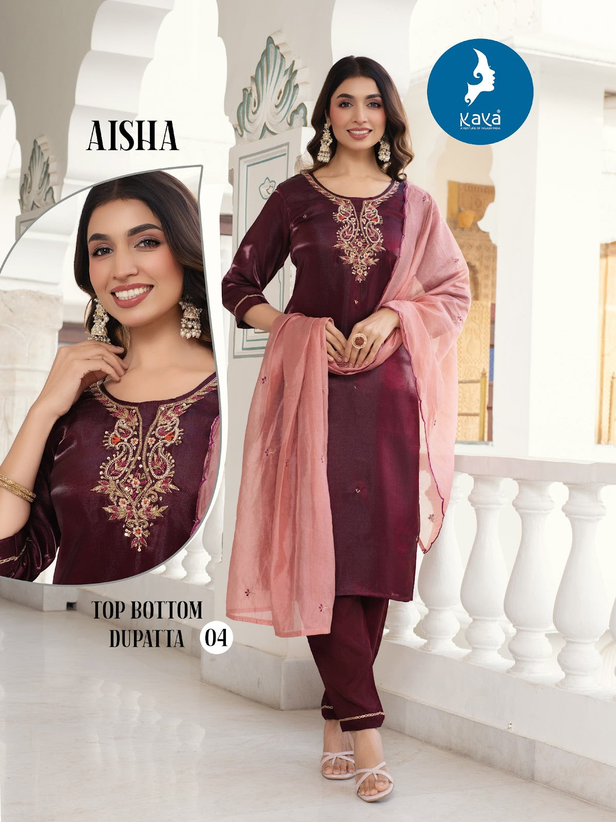 Aisha Kaya Satin Silk Readymade Pant Style Suits Supplier Gujarat