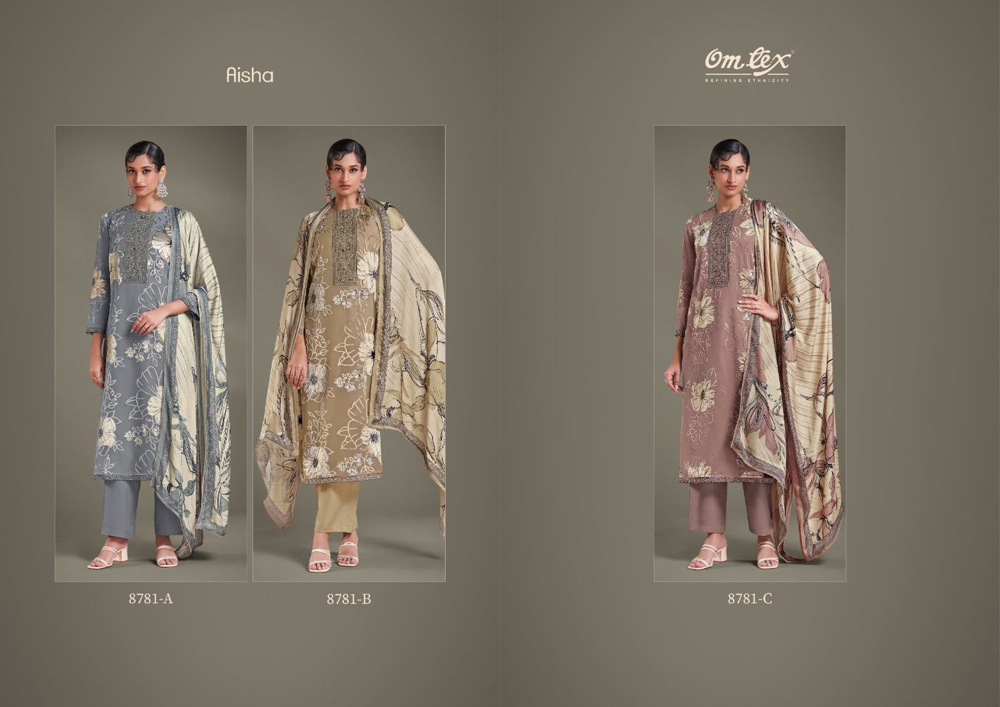 Aisha Omtex Brasso Pashmina Suits Manufacturer India